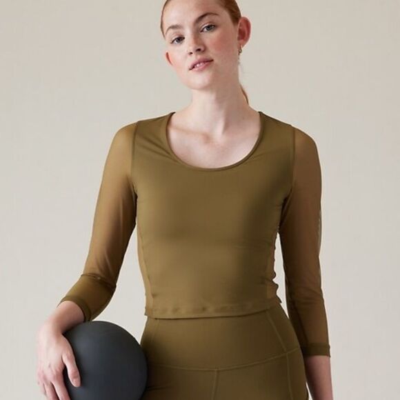 ATHLETA Pacer Mesh Top, Acacia Olive, Size Medium - Picture 3 of 9
